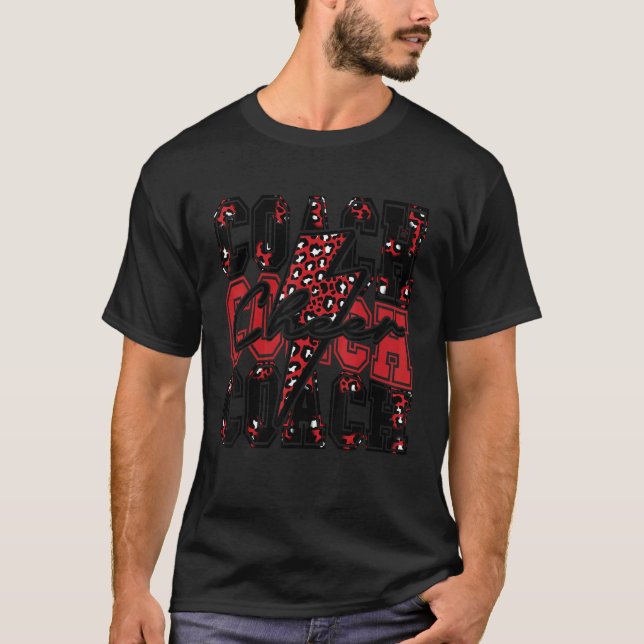 Camiseta Treinador Chening Bolt Cheer Leopard Red Black (Frente)