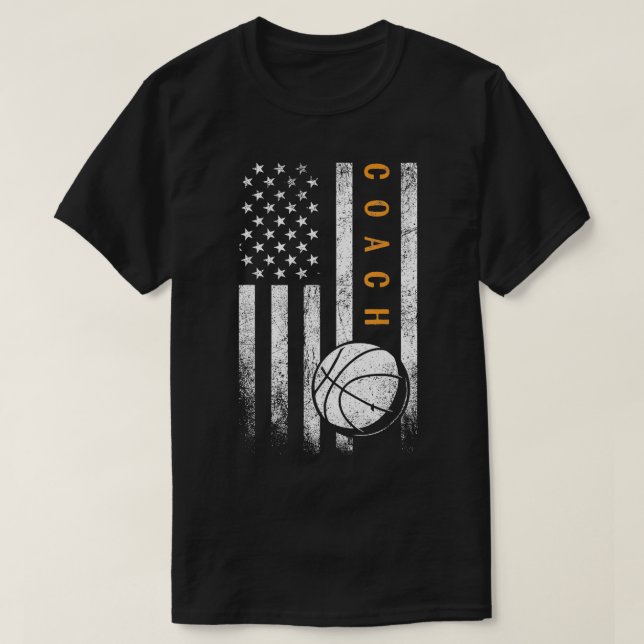 Camiseta Treinador de basquete da American Flag Basball (Frente do Design)