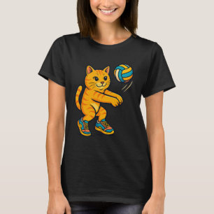 Camiseta Treinador de Fã de Jogador de Voleibol de Gato Fof