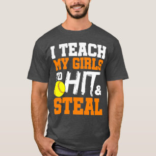 Camiseta Treinador de Softball Ensino minhas garotas a bate