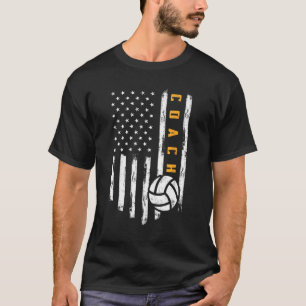 Camiseta Treinador em Voleibol Americano Flag Engraçado