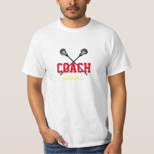 Camiseta Treinador Lacrosse Nome Personalizado Equipe Cores