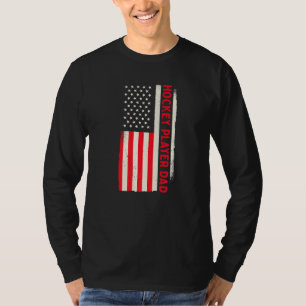 Camiseta Treinador Patriótico Jogador de Hóquei Pai Bandeir