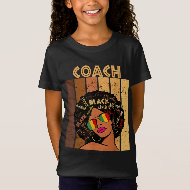 Camiseta Treinadora Afro-Americana História Negra (Frente)