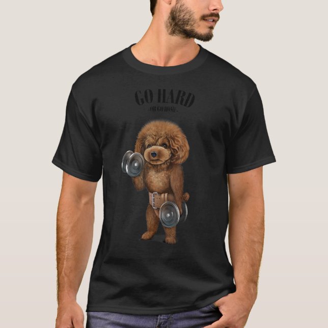 Camiseta Treinamento Muscular de Cachorro Poodle com Halter (Frente)