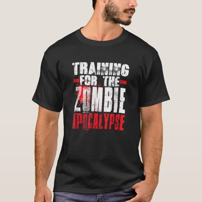 Camiseta Treinamento Para O Zombie Apocalypse Funny Workout (Frente)