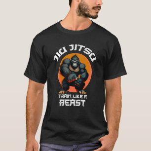 Camiseta Treine como uma Fera Jiu Jitsu Gorila BJJ Grapplin