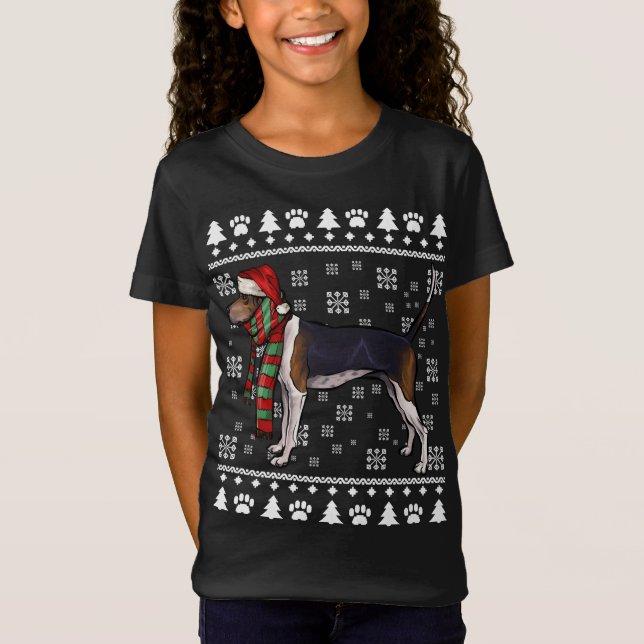 Camiseta Treing Walker Coonhound Dog Santa Hat Xmas Ugly C (Frente)