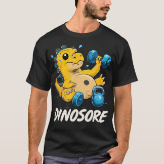 Camiseta Treino de Academia de Dinossauro Bonito e Divertid