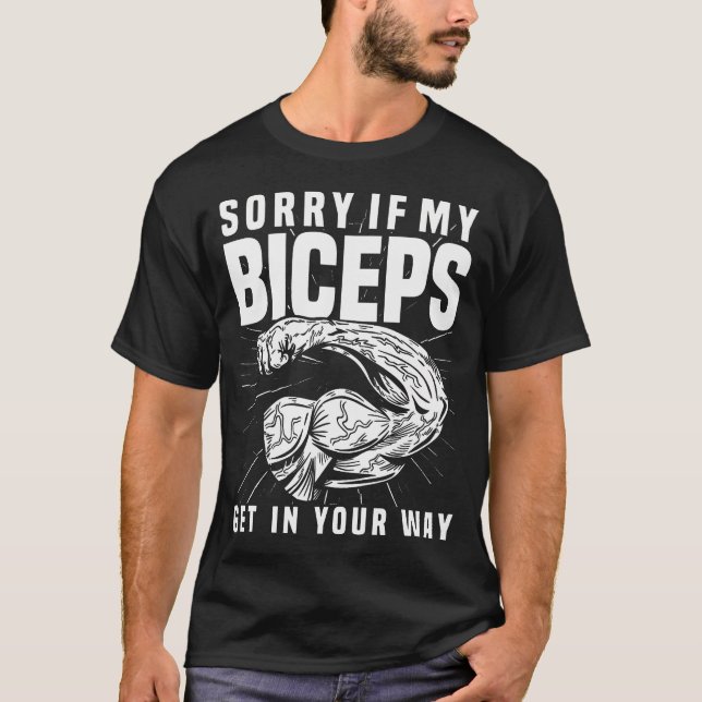 Camiseta Treino de Flexão de Bíceps Dizeres de Músculo Bíce (Frente)