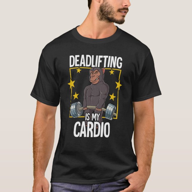 Camiseta Treino de Peso de Ginásio de Chimpanzé Levantament (Frente)