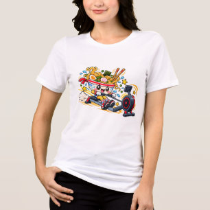 Camiseta Treino de Remo com Ramen: Adorável Mascote de Fitn