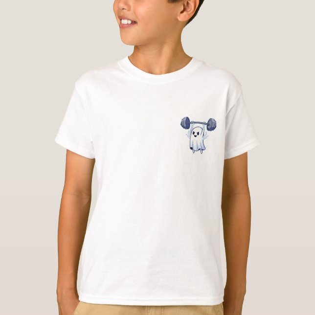 Camiseta Treino Fantasma de Levantamento de Peso para Crian (Frente)