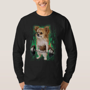 Camiseta Treino Muscular De Chihuahua Dog Com Barbell Shrug