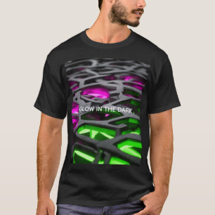 Camiseta Treliça 3D Futurista Rosa Verde Brilhante