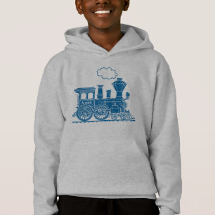 Camiseta Trem azul da locomotiva de vapor seu hoodie