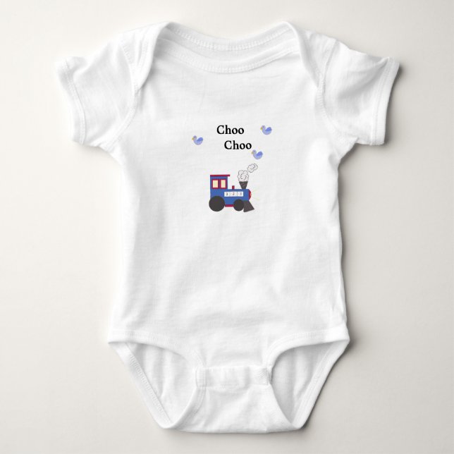 Camiseta Trem Choo Choo com Pássaros Azuis (Frente)