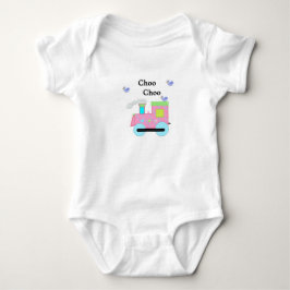 Camiseta Trem Choo Choo Rosa com Pássaros Azuis