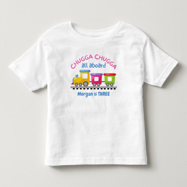 Camiseta Trem Chugga Choo Cartoon Aniversário para Todas as (Frente)