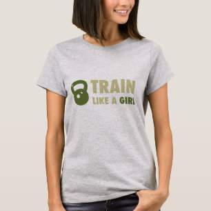Camiseta Trem como uma menina com Kettlebell