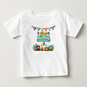 Camiseta Trem de Aniversário Feliz Com Desejos de Animais F