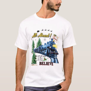Camiseta Trem de Natal All Aboard – Acredite no Vapor de Fé