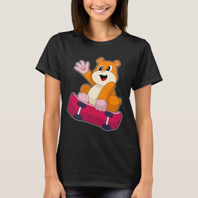Camiseta Trem de Roda de Hamster Skateboard (Frente)