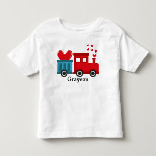 Camiseta Trem Vermelho Corações Amor Dia dos Namorados Nome