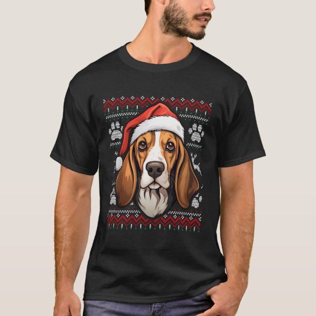Camiseta Tremendo Walker Coonhound Santa Hat Natal (Frente)