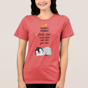 Camiseta Tremor, Grelha Pequena Estrela para Dormir Pinguim