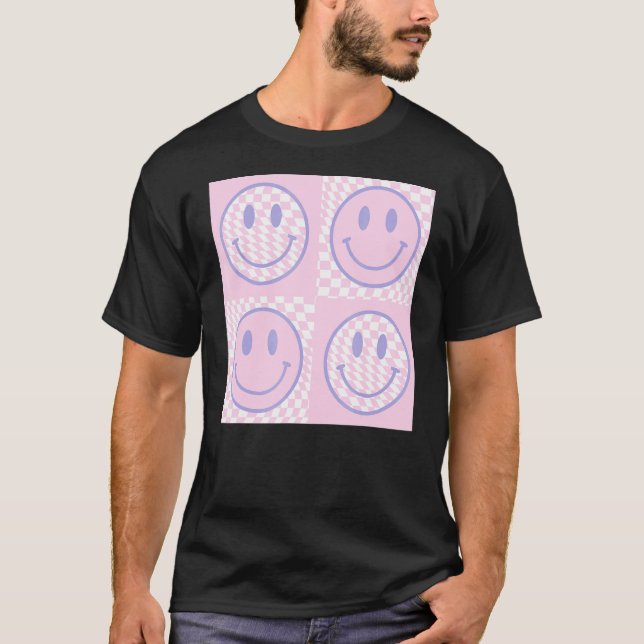 Camiseta Trendência de padrões com verificação de rosto rox (Frente)