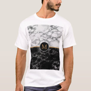 Camiseta Trendent Black & White Marble Stone - Adicionar su
