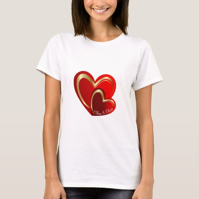 Camiseta Trending Love Red Hearts Namorada Birthday Gift (Frente)