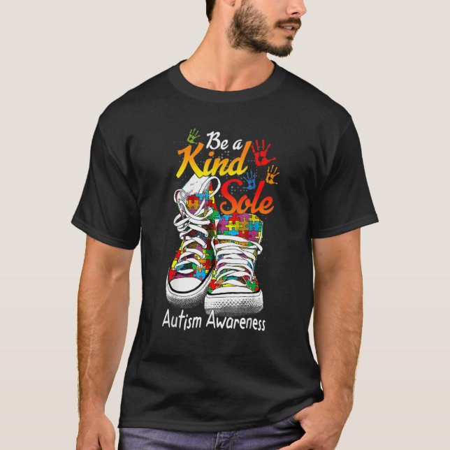 Camiseta Trendy Be A Kind Sole Quebra-cabeça Awarenes Autis (Frente)