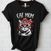 Trendy Cat Mom with Glasses & Bandana Women's
