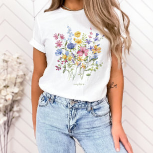 Camiseta Trendy Colorful Wildflower com Monograma