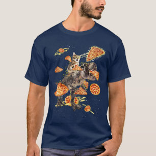 Camiseta Trendy Dinosaur E Cat Galactic Pizza Humor 33005
