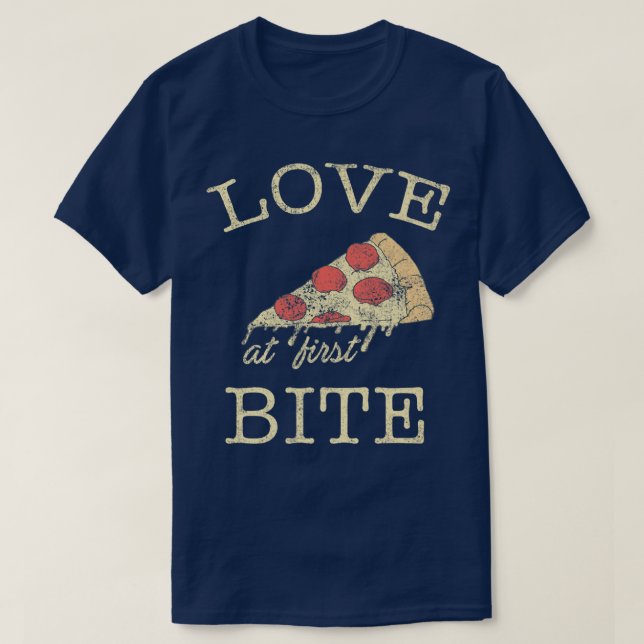 Camiseta Trendy First Bite Pizza Slice Humor 33045626 (Frente do Design)