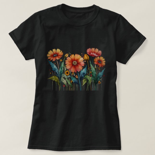 Camiseta Trendy Floral Shirt, Design Para Mulheres Presente (Frente do Design)