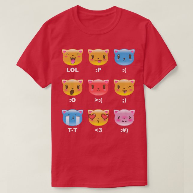 Camiseta Trendy Graphic Kitten Emojis  (Frente do Design)