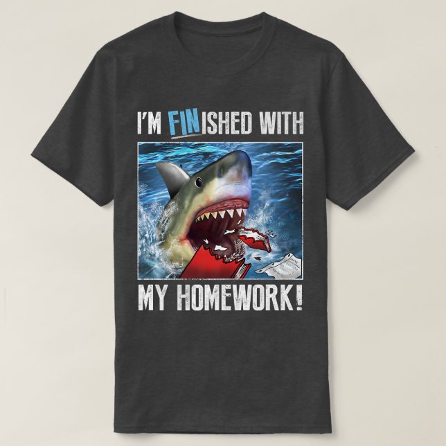 Camiseta Trendy Graphic Shark Im Terminou Com O Meu Trabalh (Frente do Design)
