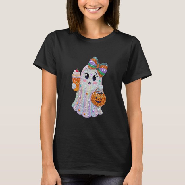 Camiseta Trendy Halloween Rhinestones Ghost (Frente)