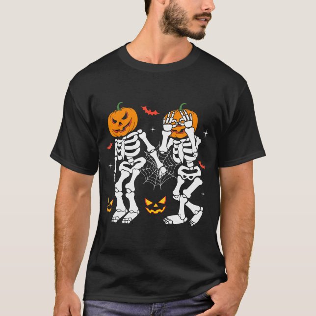 Camiseta Trendy Halloween Skeleton Griddy Dance Pumpkin (Frente)