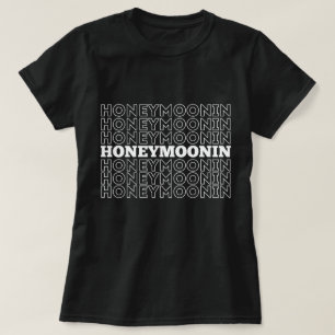 Camiseta Trendy Hooneymoonin hubby wifey recém-casados féri