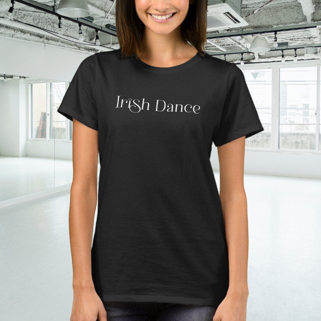 Camiseta Trendy Irish Dance Typografia de Branco (Criador carregado)
