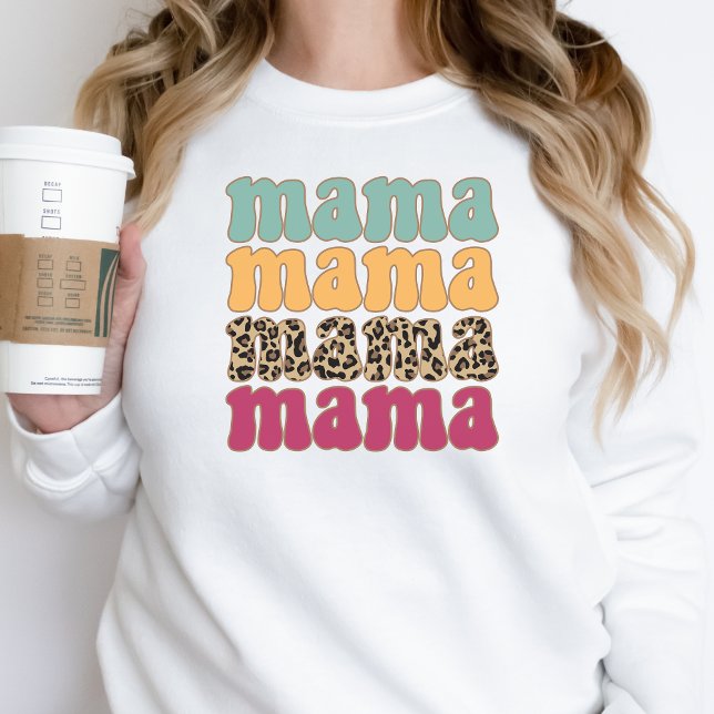 Camiseta Trendy Mama Sweet Mãe Shirt Leopard Impressão (Criador carregado)