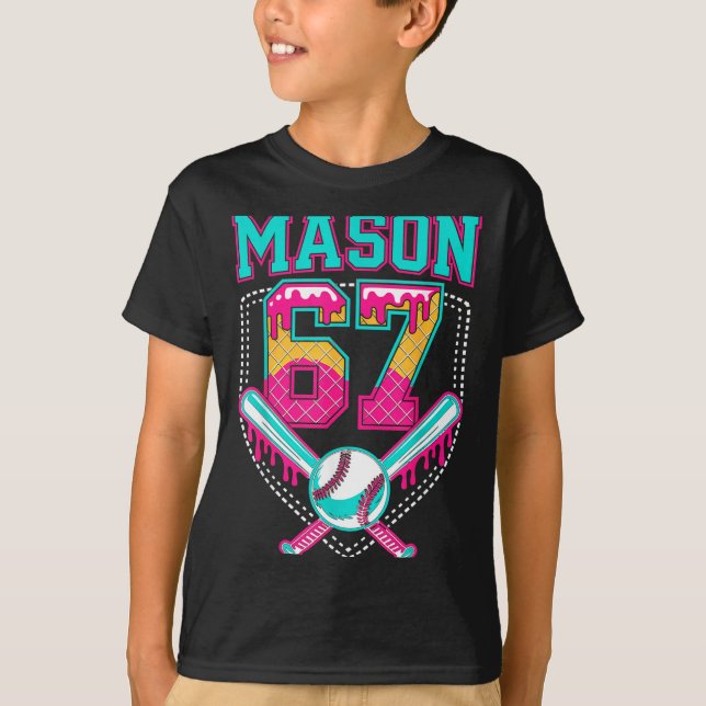 Camiseta Trendy Mason 67 Mem Ice Cream Drip Baseball Birthd (Frente)