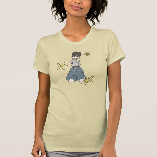Camiseta Trendy Personagem de desenho animado com uma rua L (Frente)