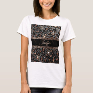 Camiseta Trendy Personalizado Leopard Dourado Luminter