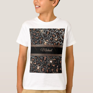 Camiseta Trendy Personalizado Leopard Dourado Luminter